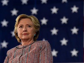 Democratic presidential nominee Hillary Clinton looks on during an event at Miami Dade College-Kendall Campus in Miami, Fla., on Oct. 11, 2016.  (TIMOTHY A. CLARY/AFP/Getty Images)