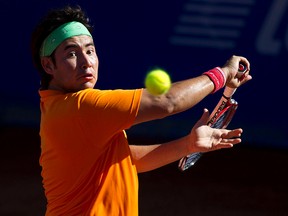 Daniel Garza of Mexico in action during a match against Martin Alund from Argentinian as part of the Mexican Tennis Open Acapulco at Pacific resort on Feb. 25, 2013 in Acapulco, Mexico. (Misael Montano/LatinContent/Getty Images)