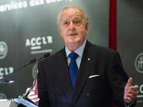 Former Prime Minister Brian Mulroney speaks during a round table discussion on international economic issues in Montreal, Tuesday, October 18, 2016. (THE CANADIAN PRESS/Graham Hughes)