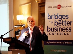 Terry O'Reilly was the keynote speaker at the 17th annual Bridges to Better Business Conference on Tuesday.(Gino Donato/Sudbury Star)