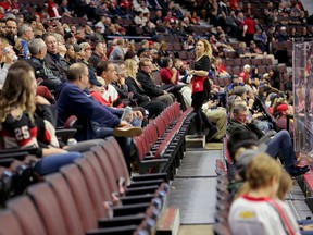 Plenty of good seats were available for Tuesday night’s game between the Senators and the Arizona Coyotes at the CTC. (WAYNE CUDDINGTON/Postmedia Network)