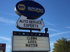 A sign at Napa Autopro on Wellington Road that went up Monday is meant to make people laugh, said a manager at the business. DALE CARRUTHERS / THE LONDON FREE PRESS