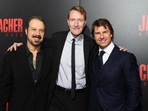 Director Edward Zwick, Lee Child and Tom Cruise attend the fan screening of the Paramount Pictures title 'Jack Reacher: Never Go Back', on October 16, 2016 at the AMC Elmwood in New Orleans, USA. (Photo by Erika Goldring/Getty Images for Paramount Pictures)