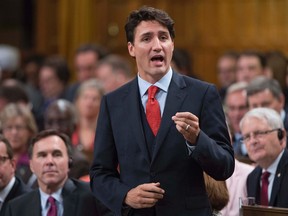 Prime Minister Justin Trudeau responds to a question during Question Period in the House of Commons Wednesday October 19, 2016 in Ottawa. THE CANADIAN PRESS/Adrian Wyld
