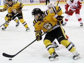 Nikita Korostelev, pictured here in this file photo, has scored 10 goals over the last eight Ontario Hockey League games. The 19-year-old Sarnia Sting forward is on pace for a career-high output. (Terry Bridge/Sarnia Observer/Postmedia Network)