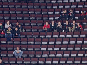 Plenty of seats went unused in the upper deck at the Senators game on Oct. 18. (Wayne Cuddington, Postmedia Network)