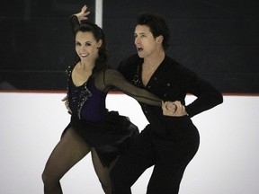 Ice dancers Scott Moir and Tessa Virtue perform at the Autumn Classic in Montreal, their first event back after a two-year competitive break. (The Canadian Press)