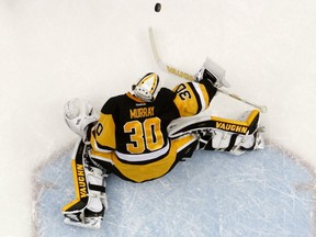 Matt Murray of the Pittsburgh Penguins makes a save against the Washington Capitals in Game Four of the Eastern Conference Second Round during the 2016 NHL Stanley Cup Playoffs. (Justin K. Aller/Getty Images)