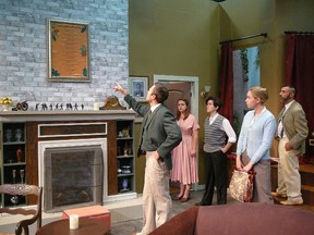 Left to right: Damien Schaefer, Hannah Smith, Oliver Parkins, Lyndsay Byrne and Douglas Connors star in Domino Theatre’s production of And Then There Were None. (Photo courtesy of Domino Theatre)