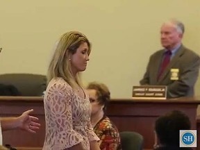Leslie DeWitt in court. (YouTube screen shot)