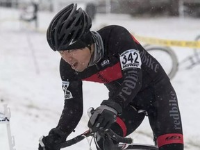 Mark Jung displays his race face in this November 2014 photo taken during a cyclocross event in Edmonton. SHAUGHN BUTTS / POSTMEDIA, FILE