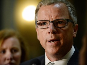 Saskatchewan Premier Brad Wall speaks at the Legislative Building in Regina. (Troy Fleece/Postmedia Network)