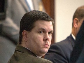 This Oct. 3, 2016, file photo shows Justin Ross Harris listening to jury selection during his trial at the Glynn County Courthouse in Brunswick, Ga. (Stephen B. Morton/Atlanta Journal-Constitution via AP, Pool, File)