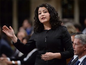 Democratic Institutions Minister Maryam Monsef answers a question during question period in the House of Commons on Parliament Hill in Ottawa on Thursday, October 20, 2016. THE CANADIAN PRESS/Adrian Wyld