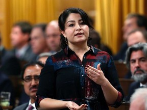 Minister of Democratic Institutions Maryam Monsef stands during Question Period. Tuesday October 18, 2016. THE CANADIAN PRESS/Fred Chartrand