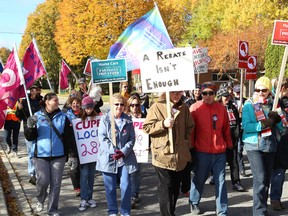 A rally was held to protest the privatization of Hydro One and rising hydro rates in Sudbury, Ont. on Saturday October 22, 2016. John Lappa/Sudbury Star/Postmedia Network