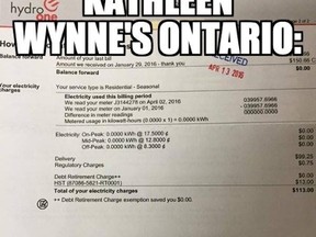 An online meme doing the rounds shows Ontarians frustrations with delivery charges on their hydro bills. [Social media photo.]