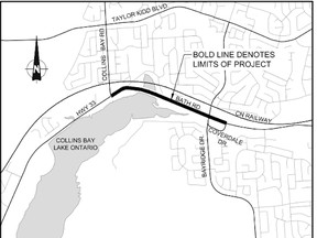 A rendering of the new Bath Road bikeway in Collins Bay. The public is invited to offer its input at a meeting Tuesday night at Legion 631 in Collins Bay. (Courtesy of the City of Kingston)
