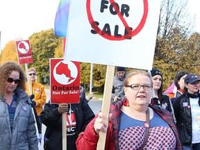 A rally was held last year to protest the privatization of Hydro One and rising hydro rates. (John Lappa/Sudbury Star)