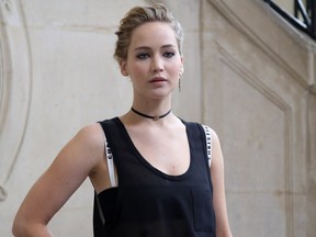 U.S actress Jennifer Lawrence poses for photographers before the presentation of Christian Dior's Spring-Summer 2017 ready-to-wear fashion collection, Friday, Sept. 30, 2016 in Paris. (AP Photo/Thibault Camus) ORG XMIT: XTC121