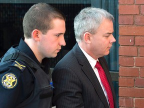 Dennis Oland, right, arrives at the Court of Appeal in Fredericton on Monday, Oct. 24, 2016. (THE CANADIAN PRESS/Andrew Vaughan)
