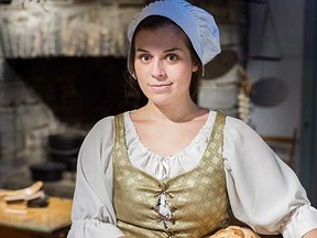 Dressed in 17th century clothing, Maude Laferriere poses at Maison Saint-Gabriel in Montreal, Thursday, October 20, 2016. THE CANADIAN PRESS/Graham Hughes