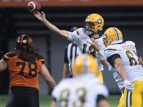 One of the things we learned form the Eskimos loss to the B.C. Lions Saturday is that the Esks like to throw the ball, with Mike Reilly passing for 261 yards. (The Canadian Press)