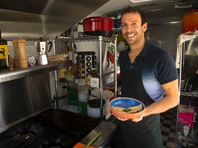 Ivan Santana-Barnes has opened an organic food truck in London, featuring organic and Mexican servings. (MIKE HENSEN, The London Free Press)