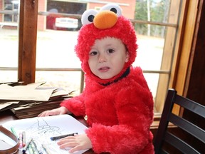 William-Xavier “Elmo” Raby, 2, travelled with his parents to Cochrane to share in the Pumpkinfest at the Polar Bear Habitat and Heritage Village. He had the opportunity to participate in a few activities that were available.