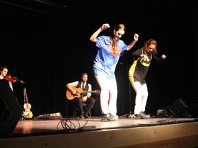 (L to R) Julie Fitzgerald and Kerry Fitzgerald of Everything Fitz had a stepdancing duel when the group performed at the Kerry Vickar Centre on Sunday, October 23. They are in Sudbury this week.