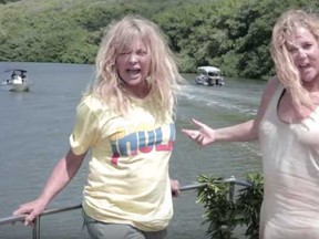 (L-R) Goldie Hawn and Amy Schumer in a parody of Beyonce’s “Formation” video.