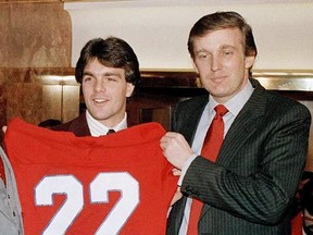 U.S. presidential candidate Donald Trump signed former Boston College star Doug Flutie to a $7-million contract with the New Jersey Generals of the USFL in 1985. (Boston Globe photo)