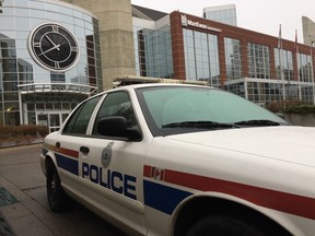 Police presence at MacEwan University after online threat. SHAUGHN BUTTS/Postmedia