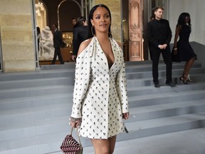 Rihanna attends the Christian Dior show as part of the Paris Fashion Week Womenswear Spring/Summer 2017 on September 30, 2016 in Paris. (Jacopo Raule/Getty Images for Dior)