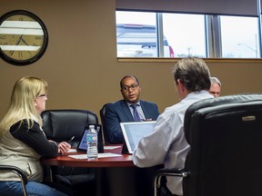 Whitecourt Coun. Eric Moncur speaks at the monthly Policy and Priorities Meeting at the town office on Oct. 17. Topics covered included bumping up the power franchise fee, increasing admission rates for the Allan and Jean Millar Centre and the town policy manual (Hannah Lawson | Whitecourt Star)