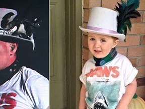 (Gord Downie on the left and Bentley on the right. (THE CANADIAN PRESS/Darryl Dyck/Facebook/Shannon White)