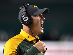 Edmonton Eskimos head coach Jason Maas found his team penalized last weekend when he blasted the referees for what he perceived was a missed call. (Ed Kaiser)