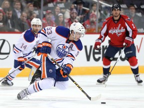 Oilers centre Ryan Nugent-Hopkins has done relatively well against the Washington Capitals during his career and is due for a breakout game. (Getty Images)