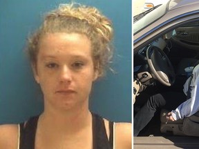 Erika Hurt was found passed out with her baby in the back seat of the car in Hope, Ind., on Oct. 22, 2016.  (Town of Hope Police Department via AP)