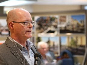 Jason Miller/The Intelligencer 
Mark Turney, vice-president of operations, Veridian Corp, seeks council approval for hydraulic and solar generation projects, during capital budget talks, Wednesday, being held at the Pinnacle Street-based Build Belleville Centre.