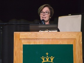 Former mayor Joni Baechler speaks during the Women's Political Summit at King's University College in London, Ont. on Thursday October 27, 2016. Derek Ruttan/The London Free Press/Postmedia Network