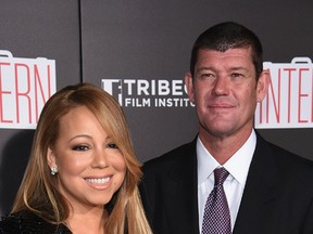 Mariah Carey and James Packer attend 'The Intern' New York Premiere at Ziegfeld Theater on September 21, 2015 in New York City.  Carey and Packer have reportedly broken their engagement. (Photo by Dimitrios Kambouris/Getty Images)
