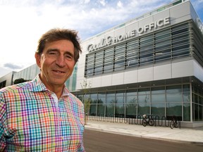 David Patchell-Evans, founder and ECO of GoodLife Fitness outside their new corporate headquarters in London, Ont. on Wednesday September 28, 2016. (MIKE HENSEN, The London Free Press)
