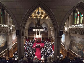 Gov.-Gen. David Johnston delivers the speech from the throne in the Senate Chamber on Parliament Hill in Ottawa, Friday Dec. 4, 2015.  THE CANADIAN PRESS/Sean Kilpatrick