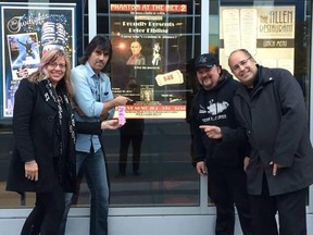 Gloria Dignazio (left) and Phantom at the Met co-organizer Del Pannu (far right) with Swanage band members Craig Wallace (second from left) and Dean Hunter are looking forward to Friday night.