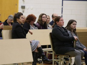 Gino Donato/Sudbury Star
It was a sparse crowd at the Rainbow School Board's accommodation review meeting at Confederation Secondary School on Thursday.