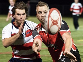 The Loyalist College Lancers men's rugby team played an exhibition friendly against the Belleville Bulldogs, under the lights this week at MAS 2, to officially conclude their 2016 season. (Isaac Paul for The Intelligencer)