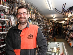Scott Perrett, co-owner and president of Audrey's Costume Castle & Dancewear, finds that although Halloween is one of his biggest times of year, he's thankful for the community support year round, at the Progress Avenue store in Kingston. (Julia McKay/The Whig-Standard)
