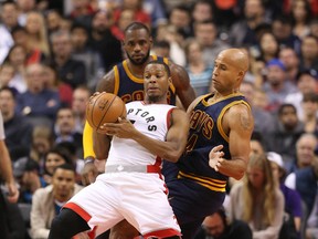 Kyle Lowry in first-half action as the Toronto Raptors take on the Cleveland Cavaliers in Toronto on Oct. 28, 2016. (Stan Behal/Toronto Sun/Postmedia Network)