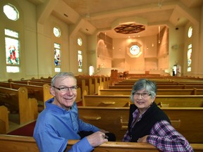 Susan Bramm and Steve Hoskin in the Knox-Metropolitan Church which is up for sale as part of amalgamation of four United Church congregations in Edmonton Tuesday, October 18, 2016. Ed Kaiser/Postmedia